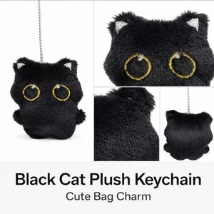 Black Cat Plush Keychain Cute Bag Charm Kawaii Soft Toy NWT